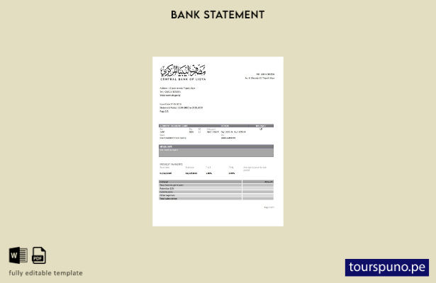 listo para imprimir Plantilla de Word   estado de cuenta del Banco Central de Li
